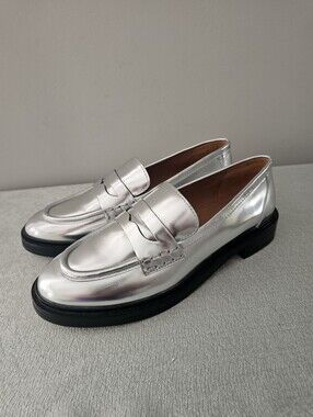 MADEWELL The Vernon Womens Metallic Silver Loafers
